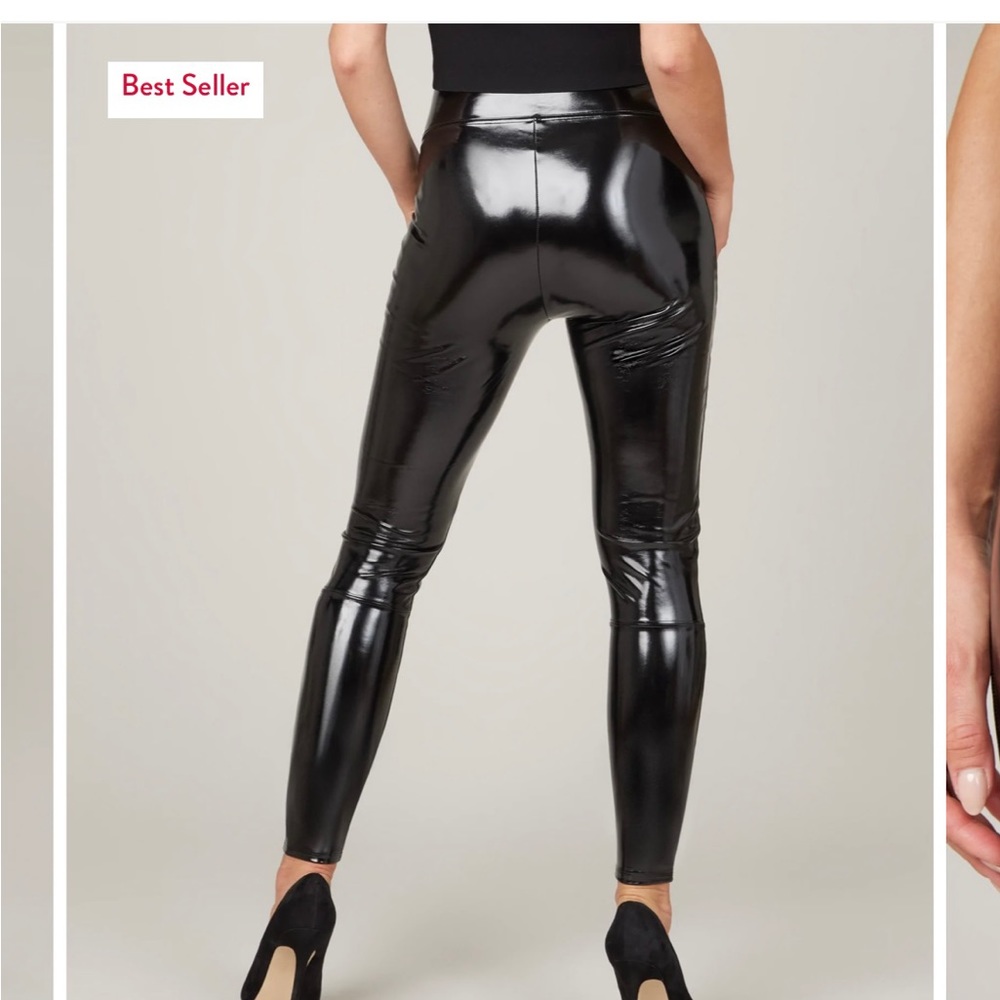Spanx faux leather leggings in Ruby